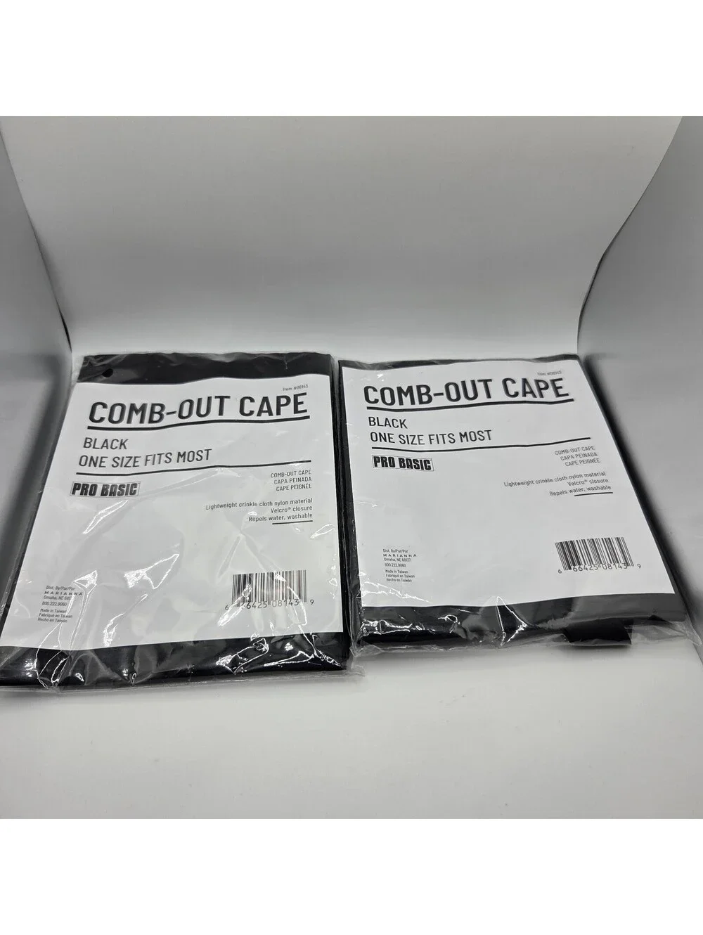 Pro Basic Comb Out Cape Set Of 2 Black - One Size - Lightweight Nylon Washable
